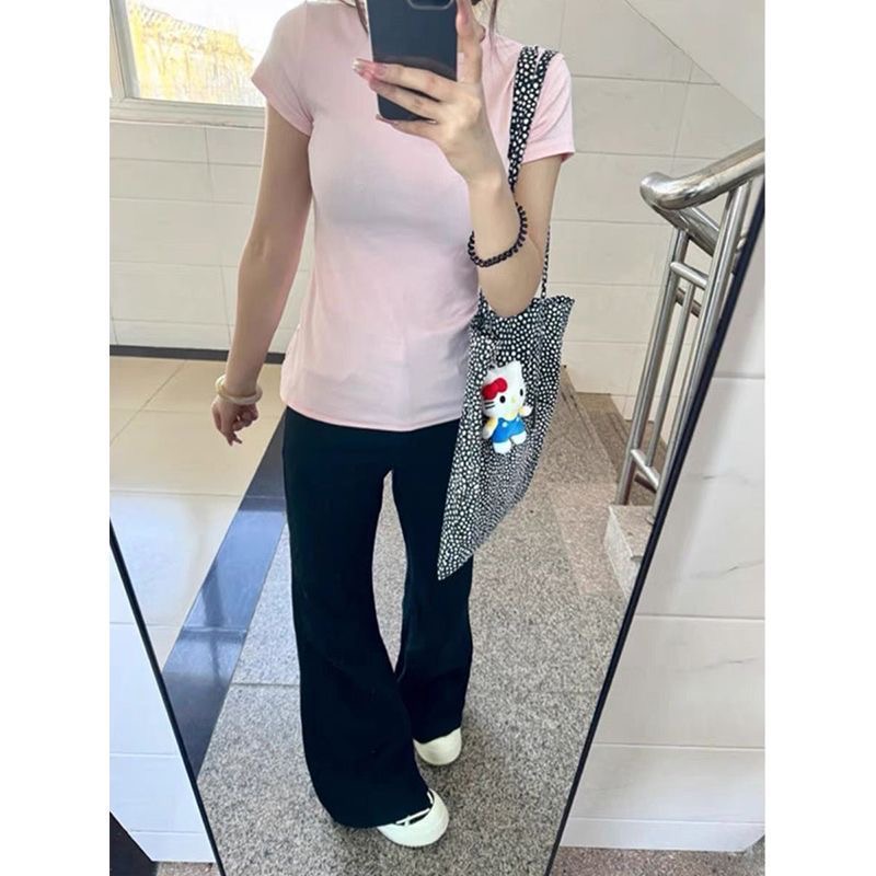 小個子黑色微喇叭牛仔褲女新款辣妹低腰顯瘦不貼腿馬蹄拖地褲