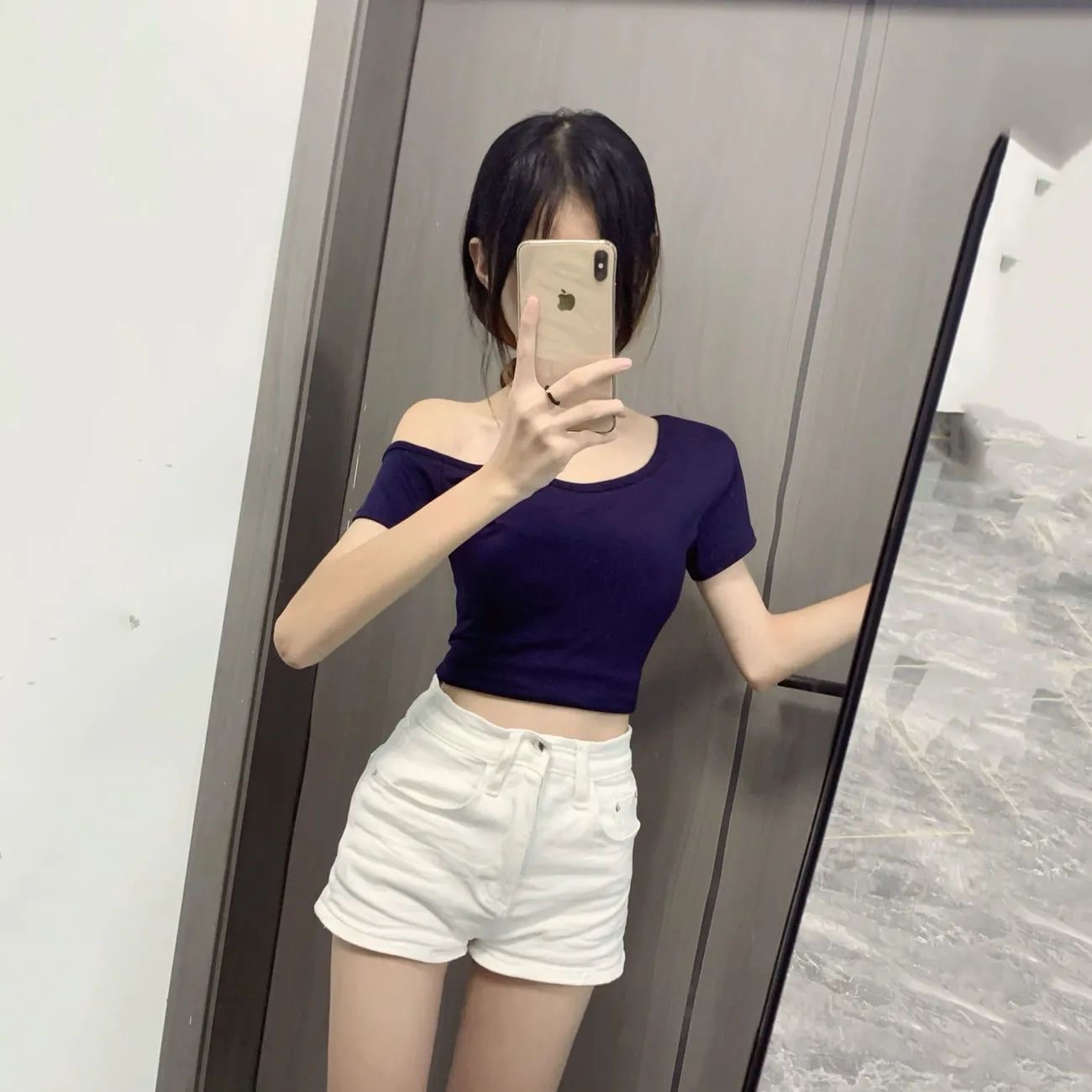 小個子美式辣妹白色高腰牛仔短褲女夏季緊身顯瘦百搭包臀熱褲