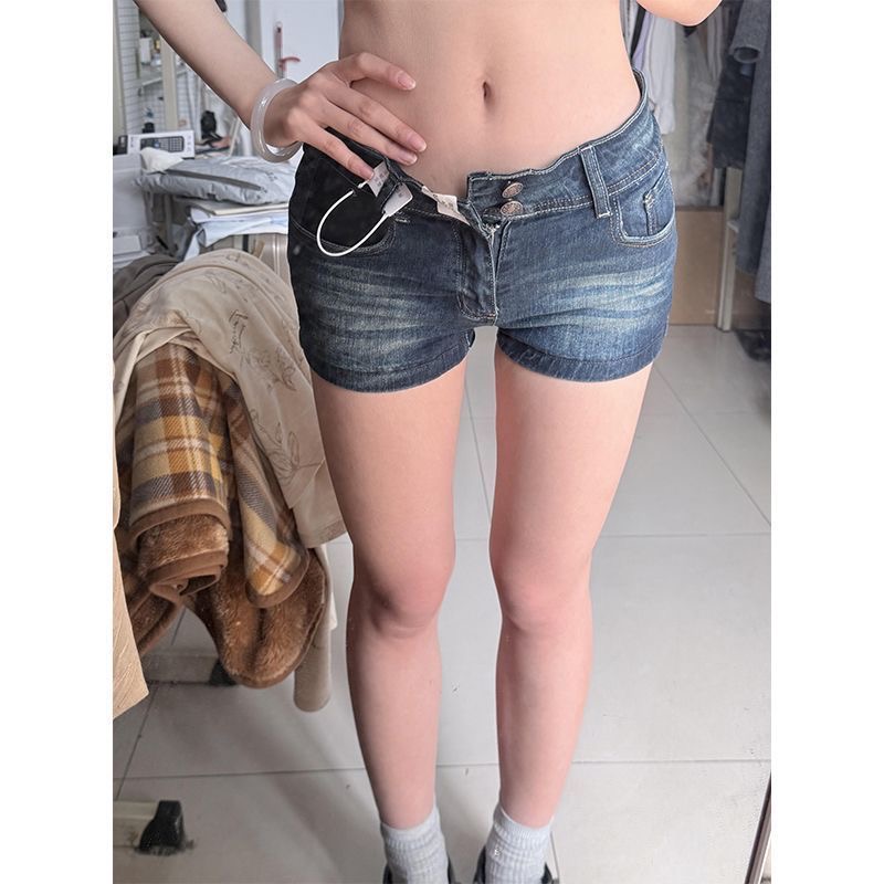 小個子美式辣妹低腰牛仔短褲女夏季新款百搭顯瘦修身提臀a字熱褲
