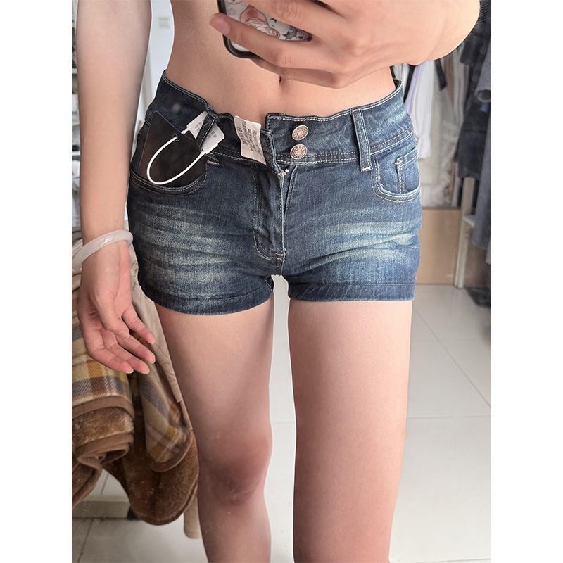 小個子美式辣妹低腰牛仔短褲女夏季新款百搭顯瘦修身提臀a字熱褲