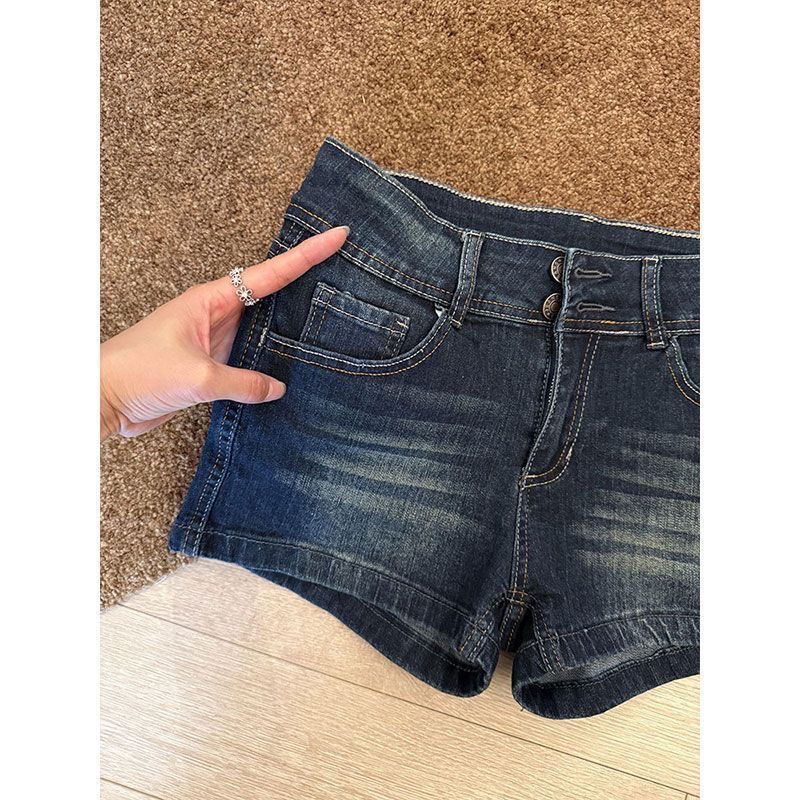 小個子美式辣妹低腰牛仔短褲女夏季新款百搭顯瘦修身提臀a字熱褲