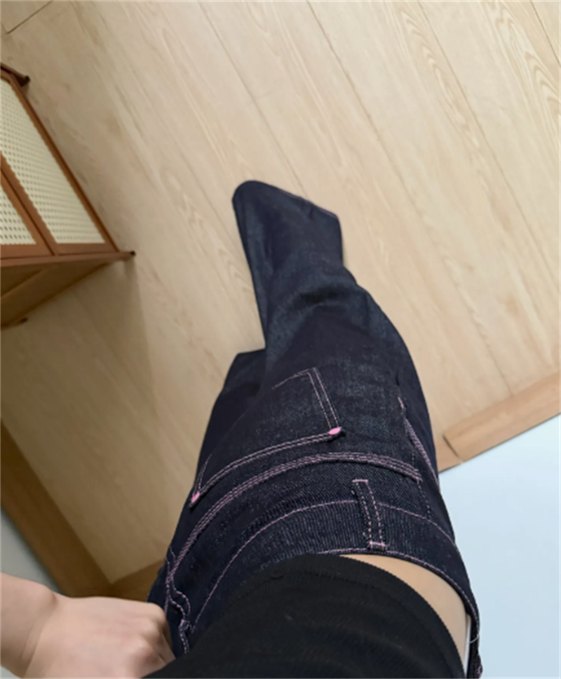 小個子復古闊腿牛仔褲女新款辣妹低腰寬松垂感百搭直筒褲
