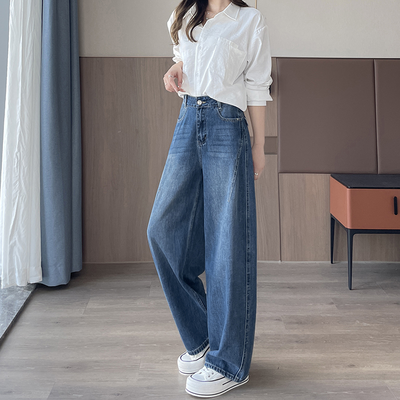 實拍2025年秋季小個子窄版彎刀褲牛仔褲女顯瘦蘿卜褲哈倫褲145