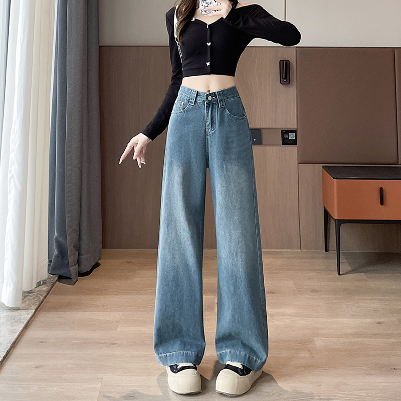 實拍2026春季小個子高腰牛仔褲女顯瘦直筒褲闊腿褲150