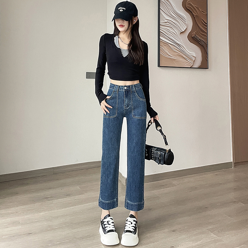 實拍2026春季彈力小個子牛仔褲女鉛筆褲修身直筒褲