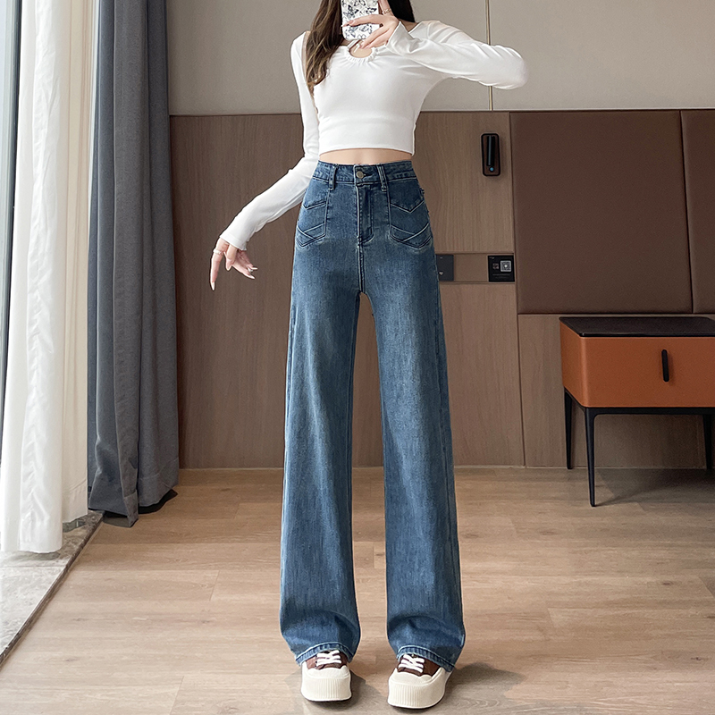 實拍2026春季彈力修身小個子牛仔褲女直筒褲高腰顯瘦九分褲