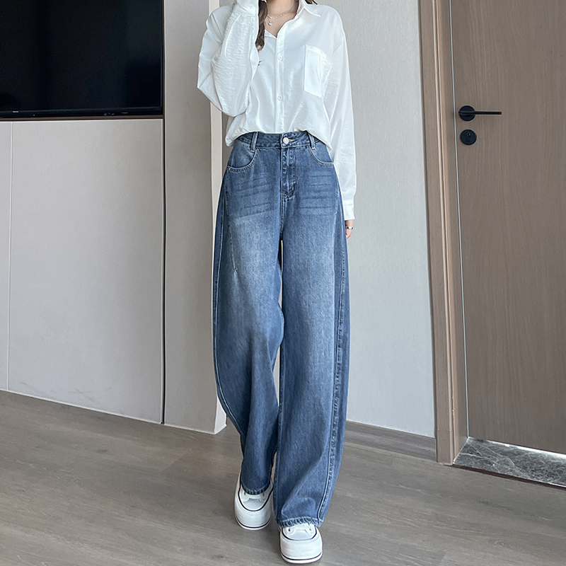 實拍2026春季爆款小個子彎刀褲牛仔褲女顯瘦蘿卜褲哈倫褲145