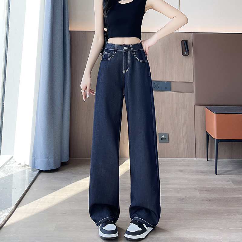 實拍小個子2026夏季不掉色萊賽爾天絲直筒褲牛仔褲女超薄冰絲垂感