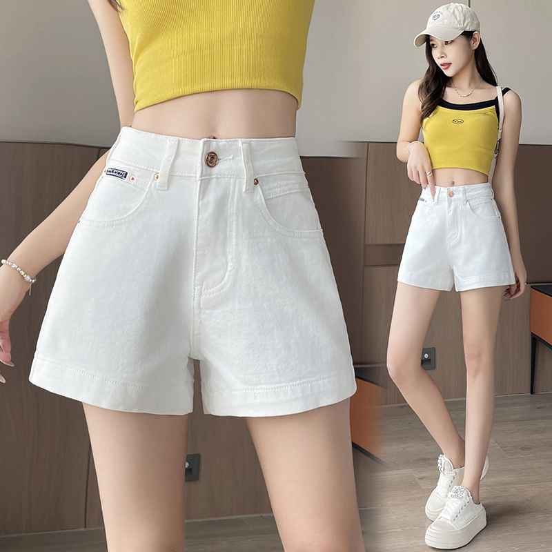 RY2690# 实拍2026夏季新款白色牛仔短裤小个子高腰宽松梨型身材垂感...
