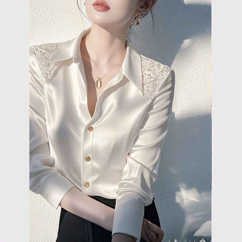 MY15523# 白色衬衫今年流行爆款高级感轻奢减龄洋气气质打底上衣女裝貨...