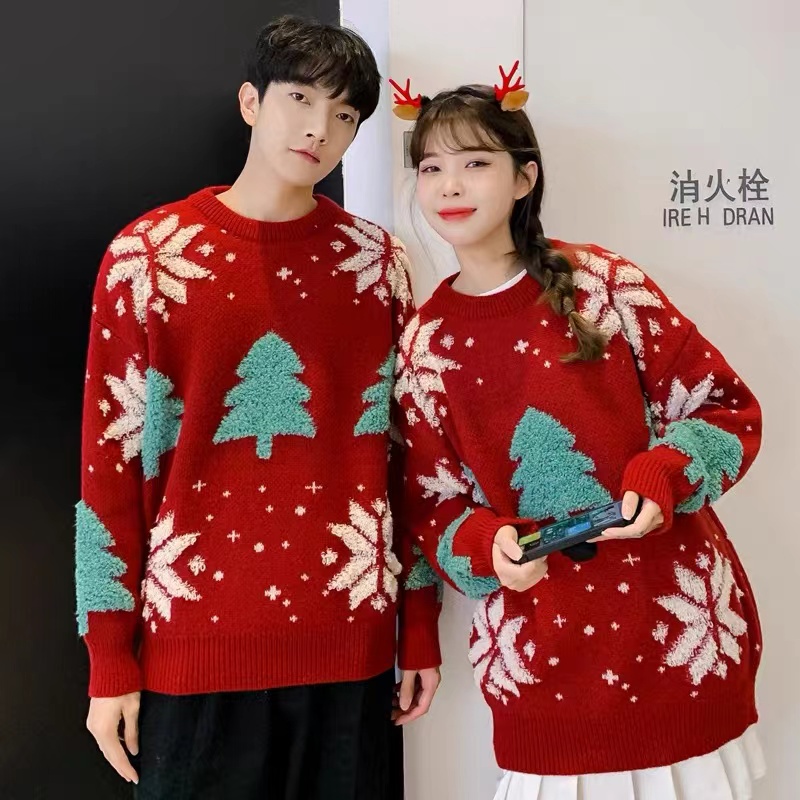 MY15706# 圣诞节日红色毛衣女新款慵懒风加厚针织衫ins风外穿上衣女...
