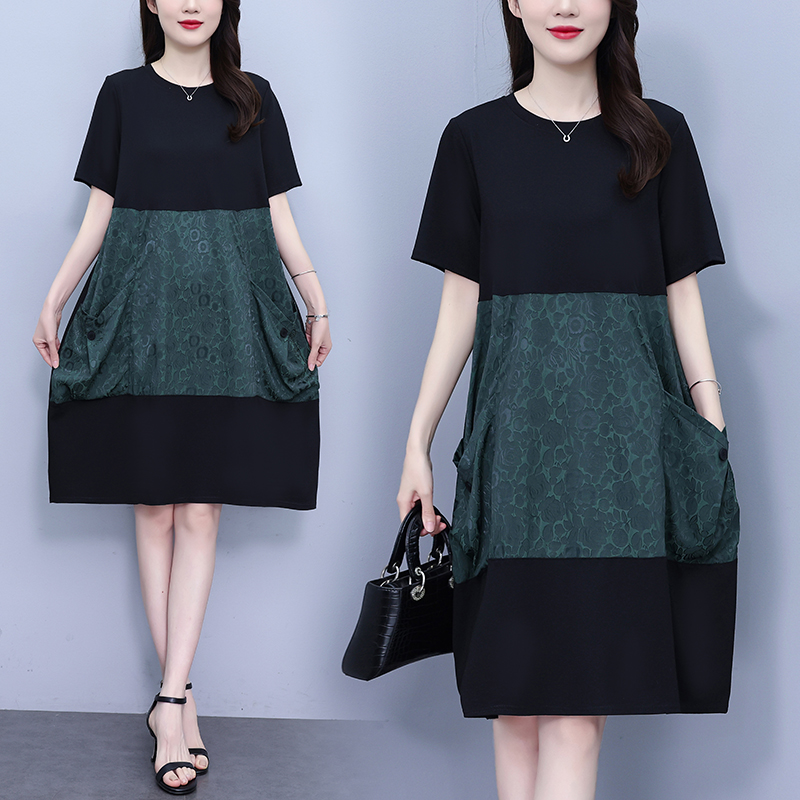 MY12442# 大码女装新款减龄时尚洋气连衣裙宽松遮肚显瘦裙子女裝貨源服...