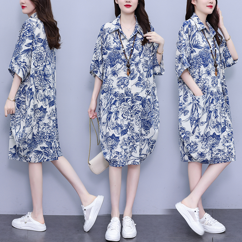 RY1364# 大码女装2026夏季新款减龄时尚洋气连衣裙宽松遮肚显瘦裙子