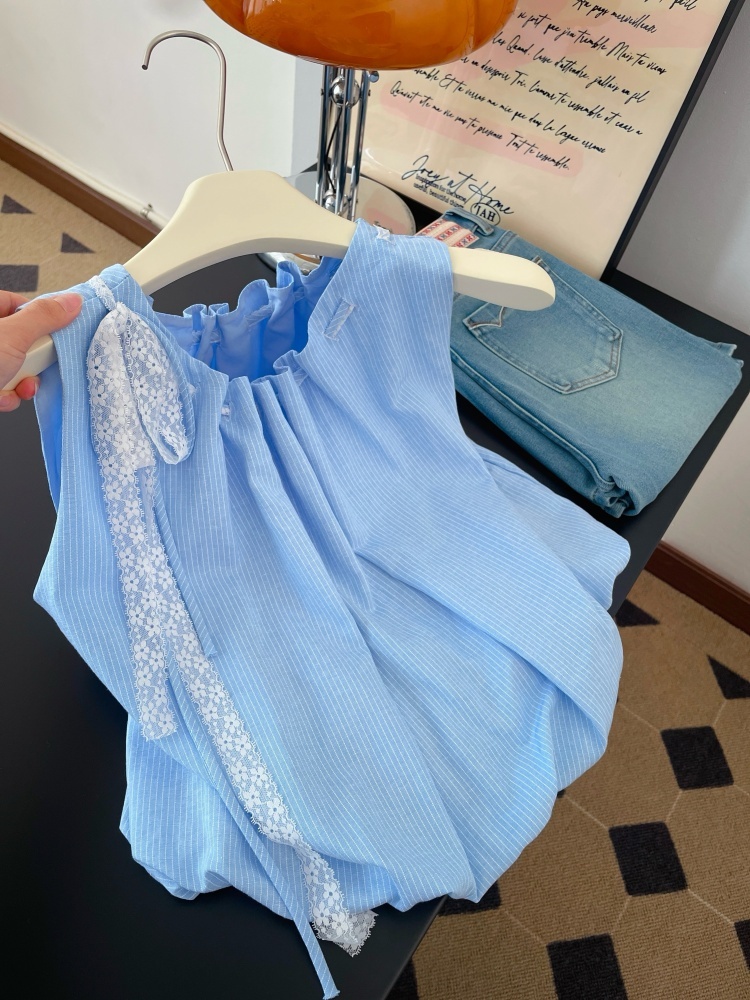 實拍韓系設計感系繩顯瘦襯衫女夏季新款甜美花苞百搭氣質漂亮短袖