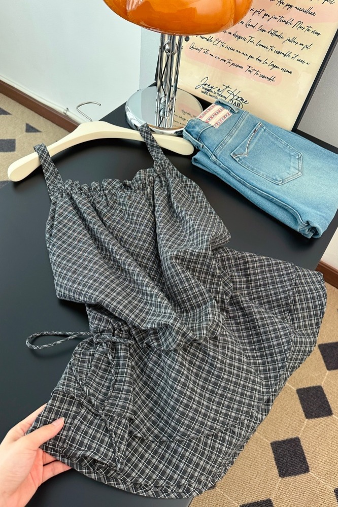 實拍港風復古吊帶上衣女夏季新款甜酷辣妹外穿收腰顯瘦漂亮襯衫