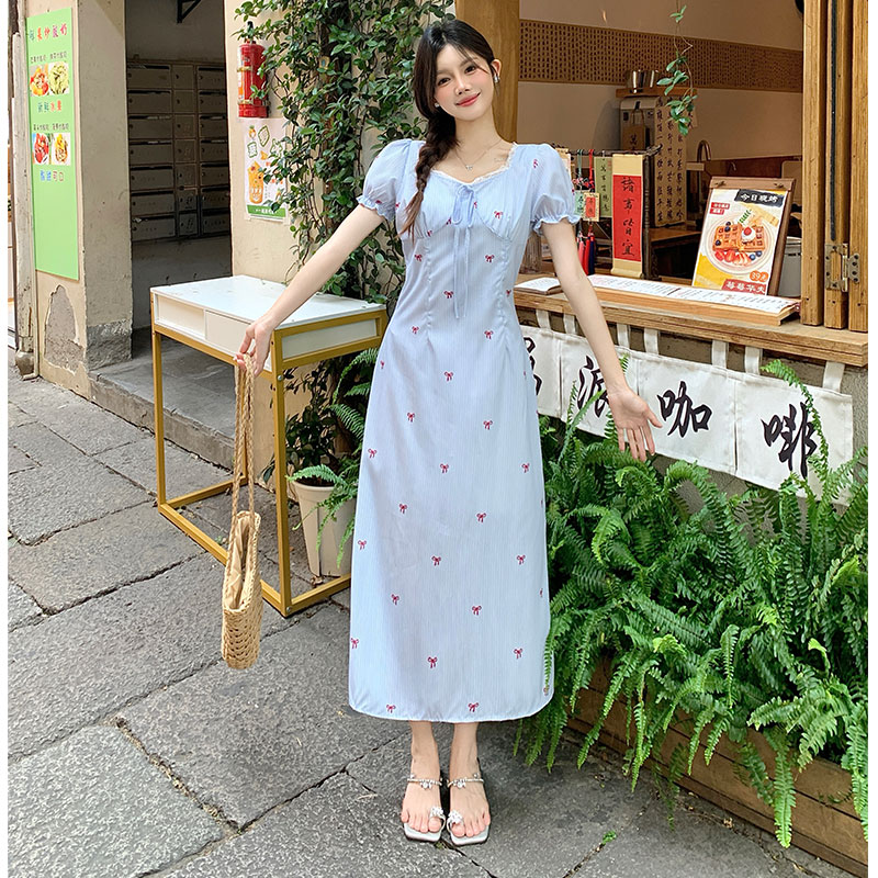 RY3378# 实拍~EIA一尧喜欢请响铃大码2026夏季新款条纹韩系显瘦连衣裙