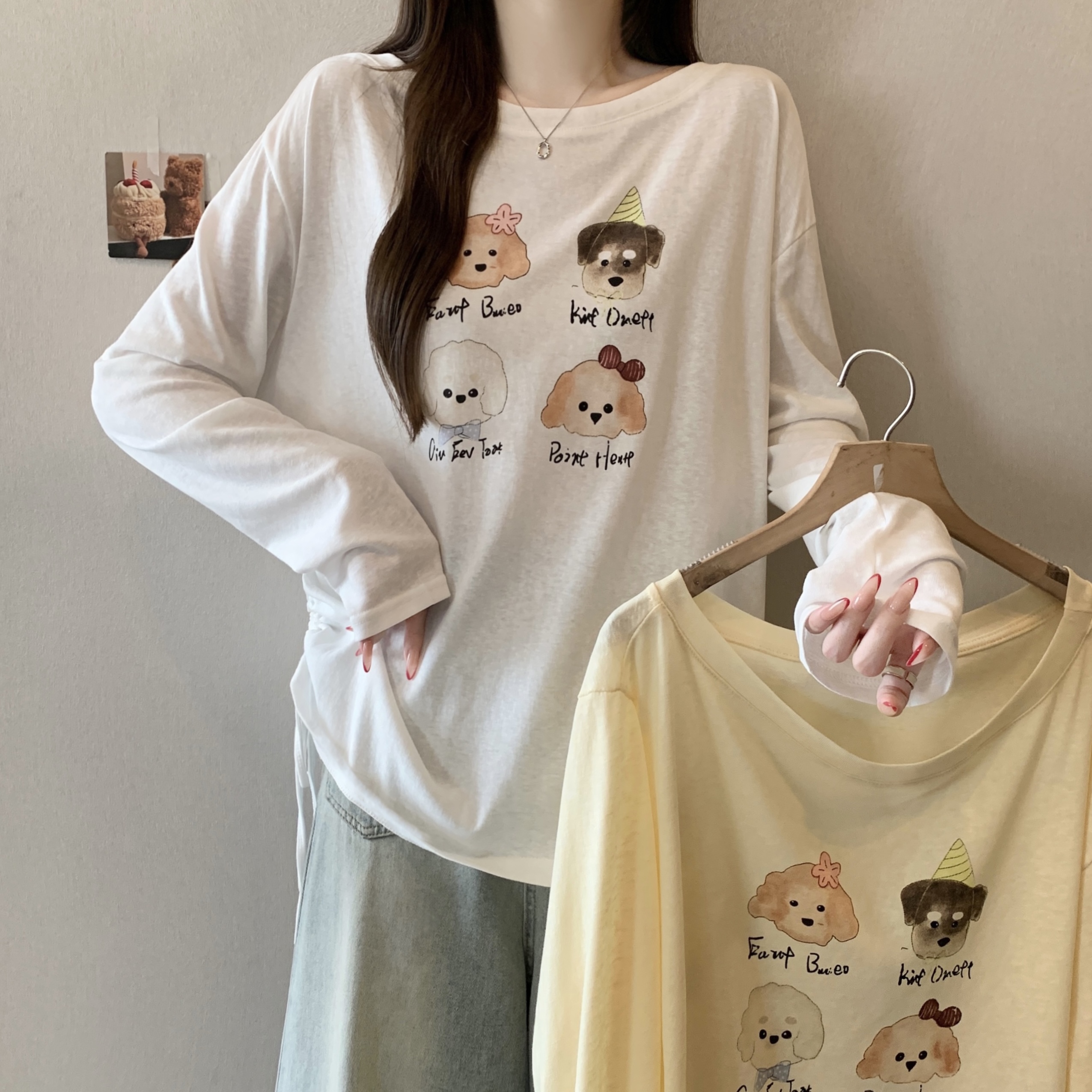 RY2605# 实拍2026韩系卡通薄款罩衫女春夏新款宽松休闲圆领长袖防晒...