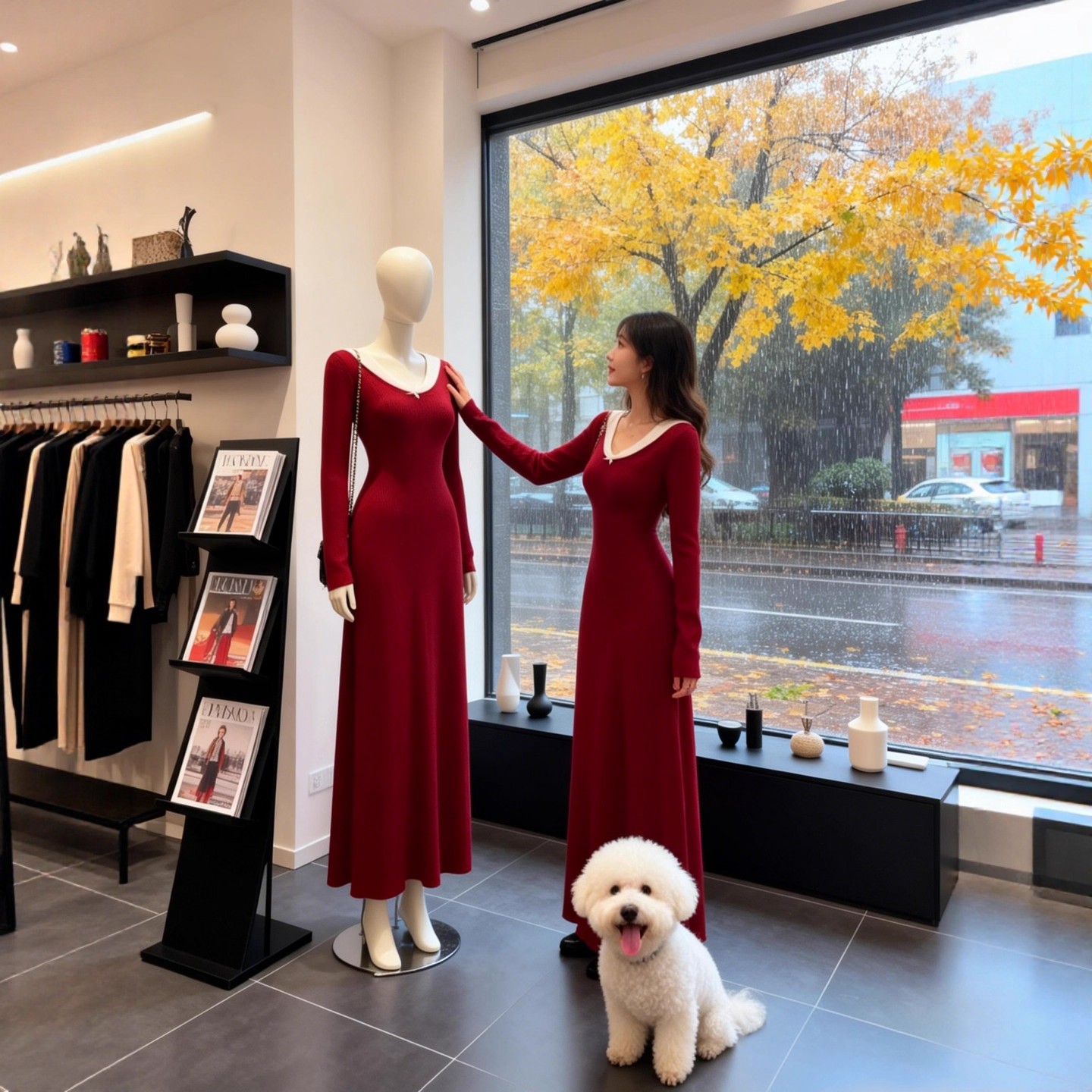 MY15947# 赫本风法式针织连衣裙新款收腰显瘦高级感时尚气质长裙女裝貨源服裝批發