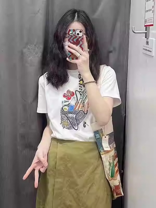 MY16814#  21支纯棉100%棉 夏装大码宽松卡通短袖T恤女印花女...