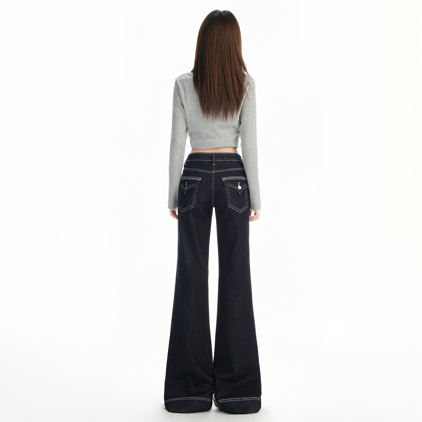 低腰原牛藍色微喇牛仔褲女2025秋季新款美式辣妹修身顯瘦喇叭褲子