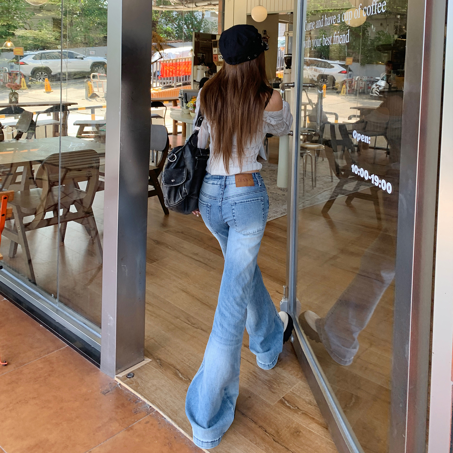 美式復古低腰微喇牛仔褲女2025秋季新款辣妹百搭修身顯瘦拖地褲子