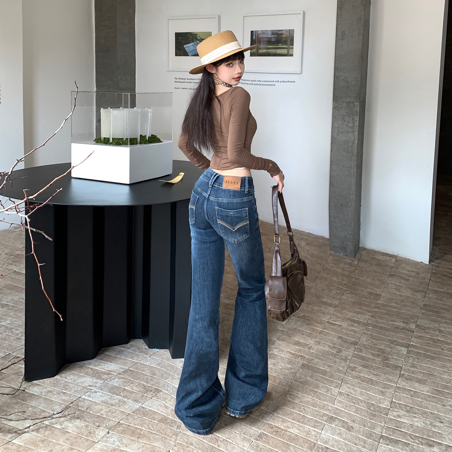 美式復古辣妹低腰喇叭褲女2025秋冬季新款彈力修身顯瘦百搭牛仔褲