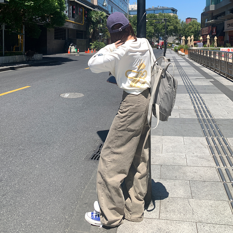 美式直筒牛仔褲女2025秋冬季新款寬松顯瘦休閑拖地闊腿拖地褲子