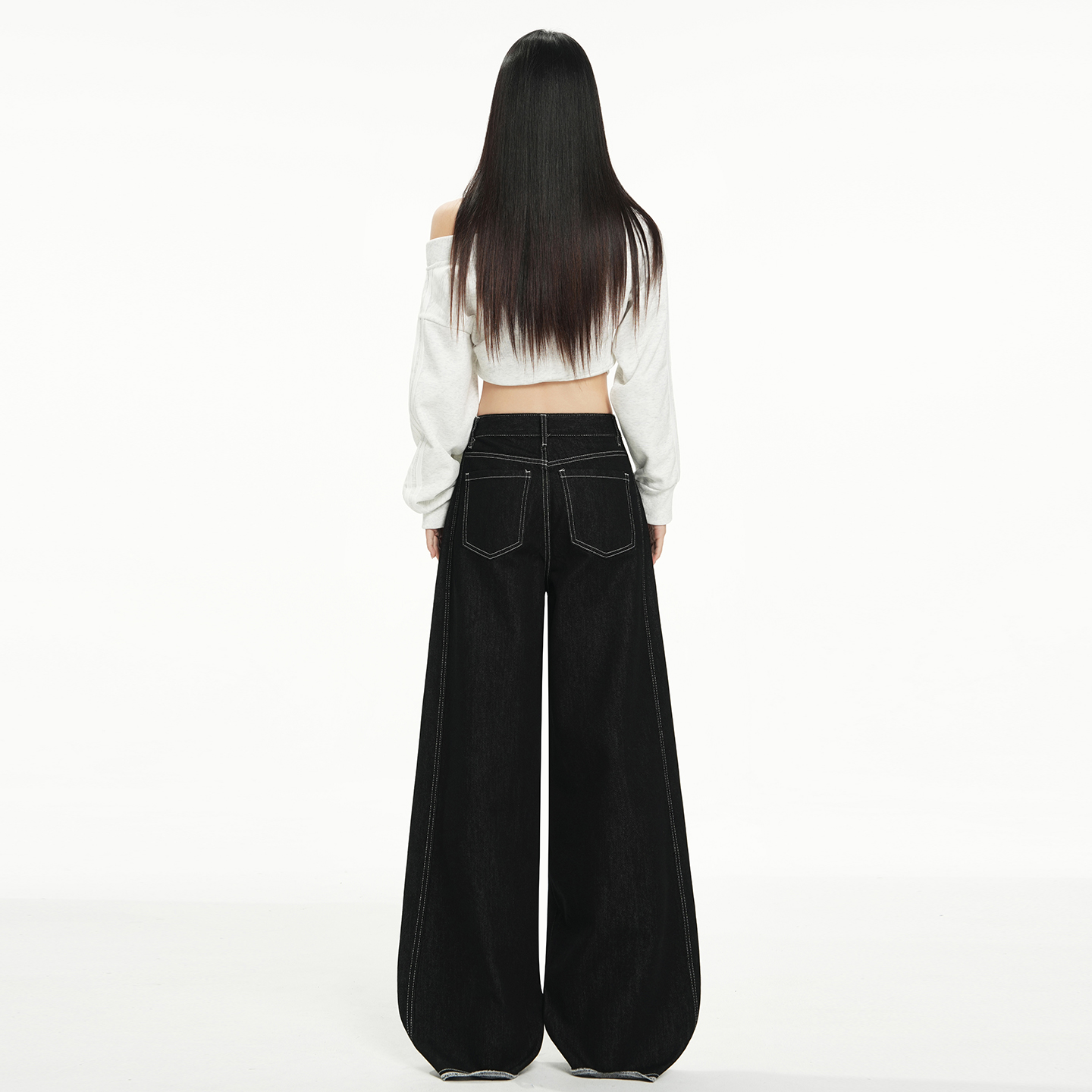 美式復古解構彎刀設計闊腿牛仔褲女2025春夏季新款寬松鐮刀拖地褲