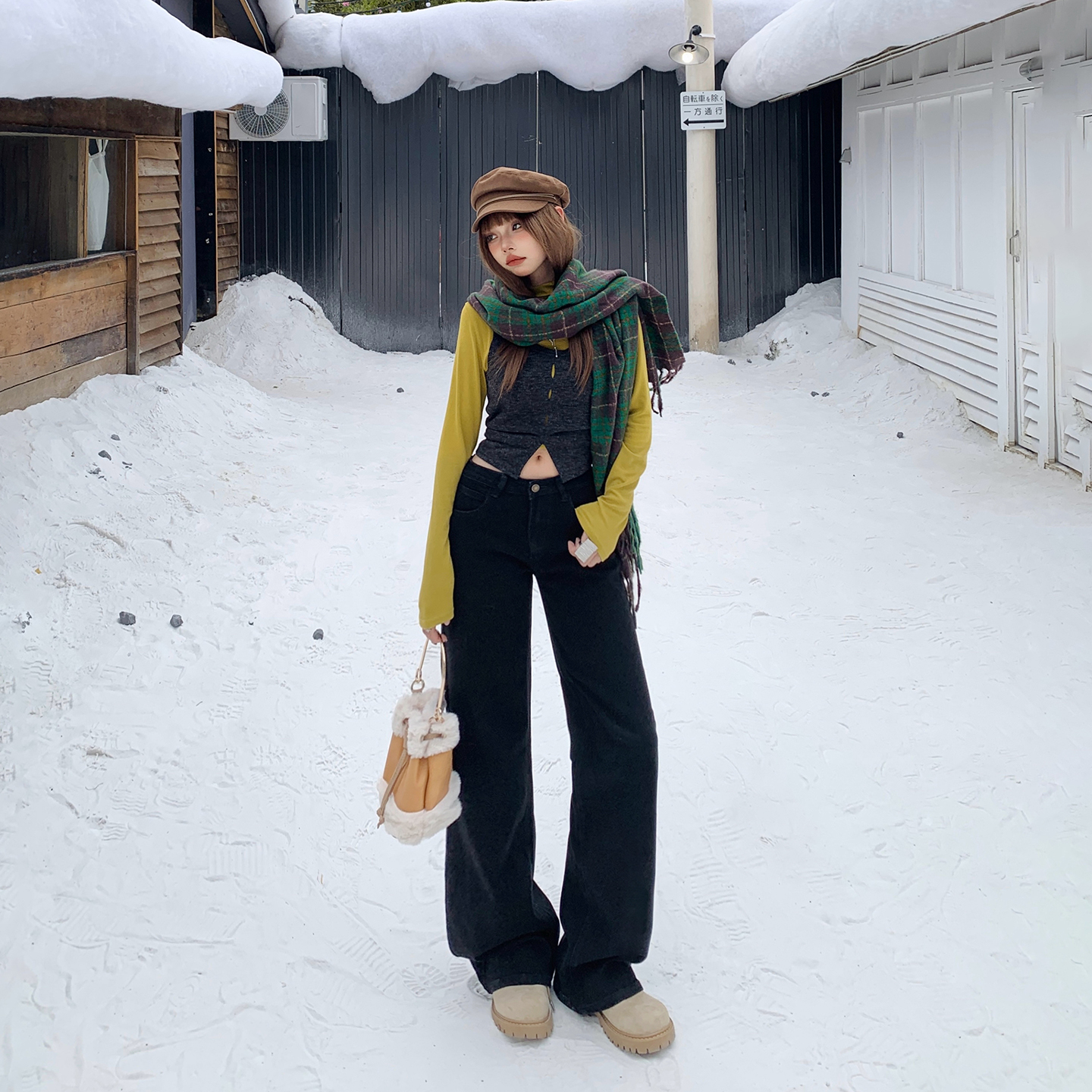 美式復古辣妹低腰牛仔褲女秋冬新款寬松百搭垂感彈力直筒牛仔褲子