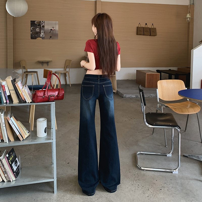 美式復古微喇叭牛仔褲女開春2026新款高腰顯瘦寬松不貼腿馬蹄褲子