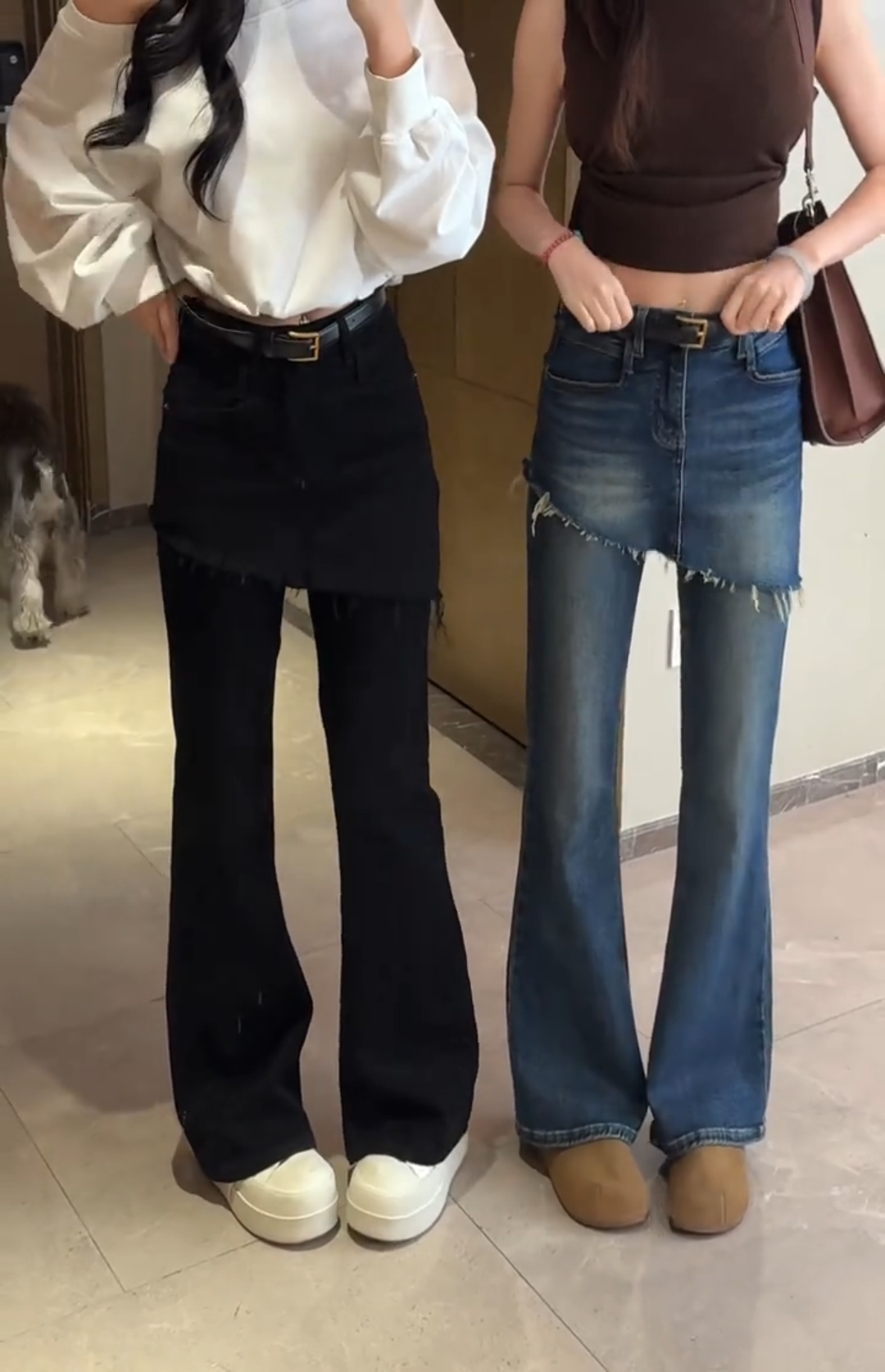 秋季新款彈力喇叭褲女裙褲牛仔褲通勤簡約風顯瘦顯腿直長褲