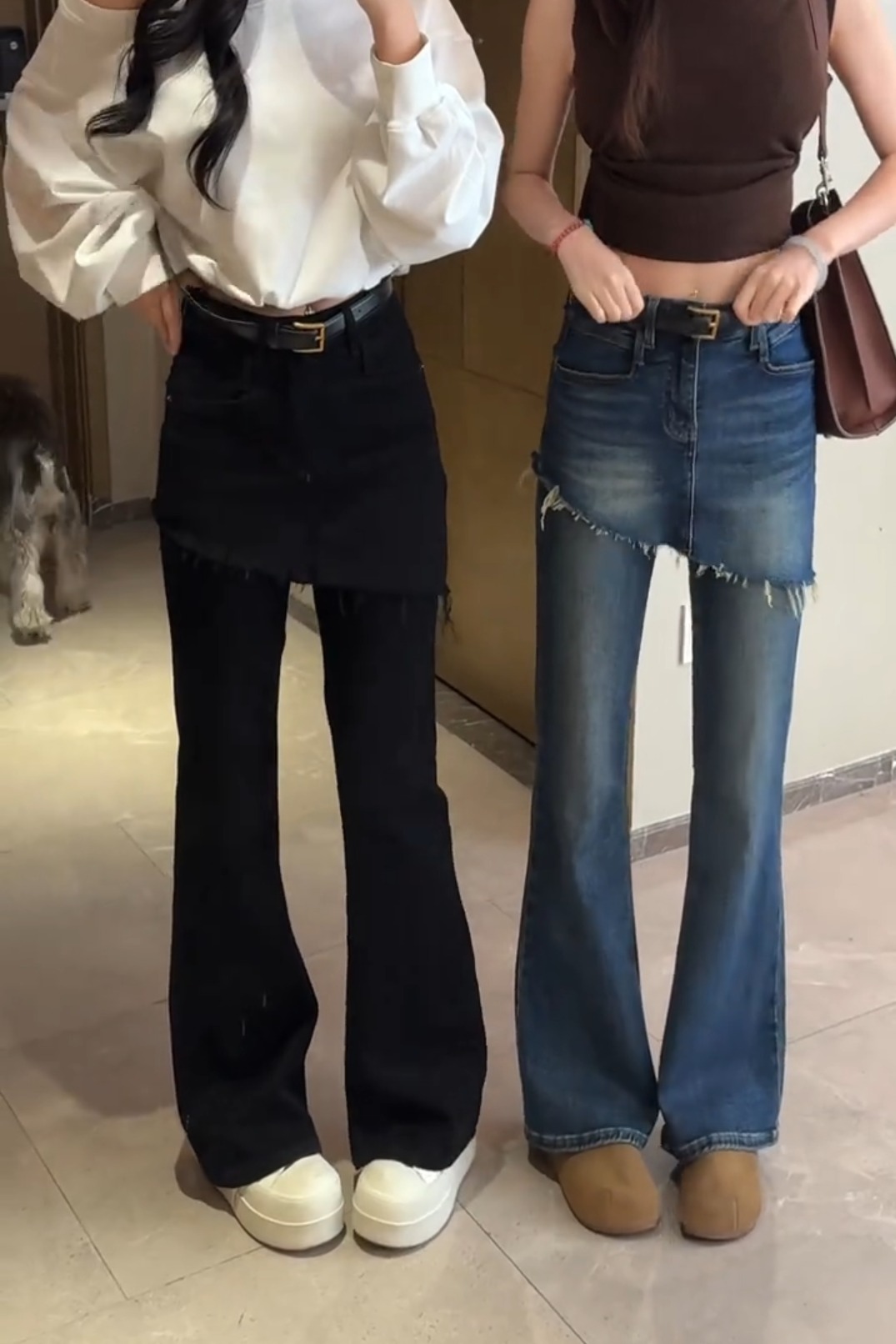 秋季新款彈力喇叭褲女裙褲牛仔褲通勤簡約風顯瘦顯腿直長褲