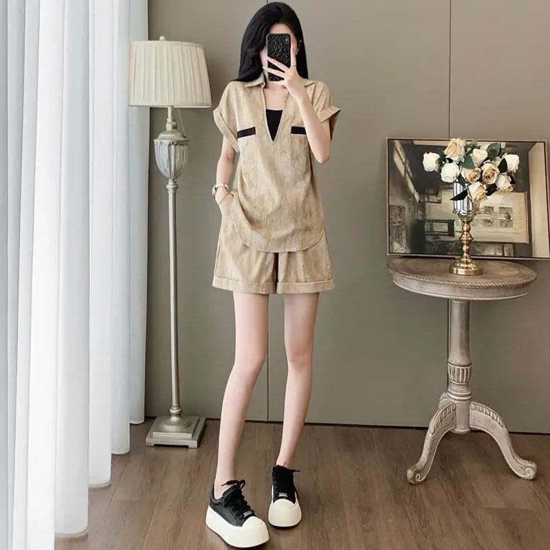 RY70071# 官图  不规则时尚套装女2026夏季新款减龄宽松显瘦短袖...