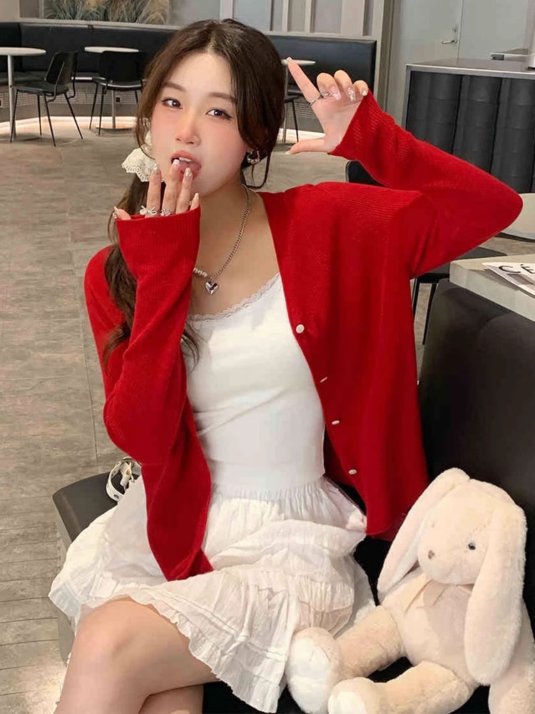 薄荷曼波風開衫薄款女2026新款夏外搭冰絲防曬外套空調罩衫短上衣