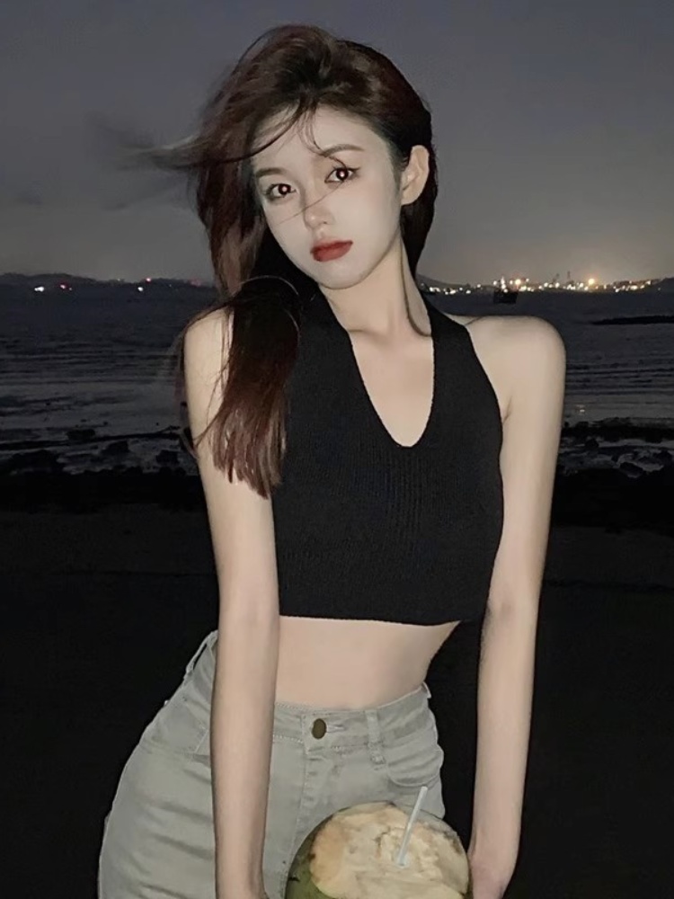 純欲辣妹風掛脖針織抹胸上衣性感露背吊帶小背心女夏內搭外穿顯瘦