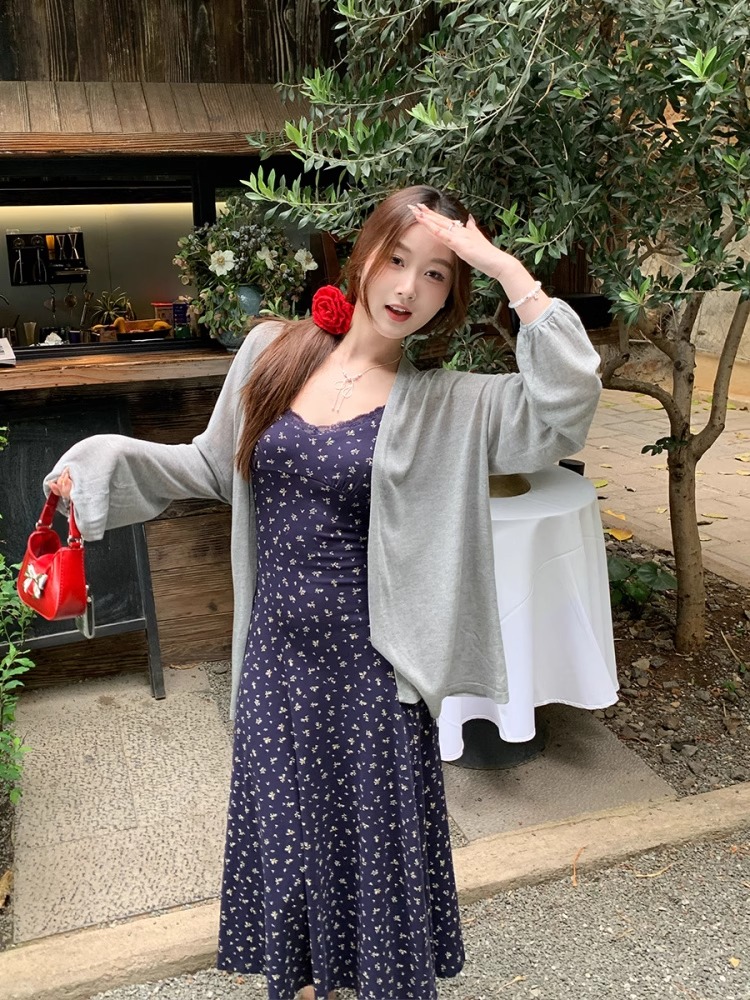 防曬開衫配吊帶夏日輕薄蝙蝠袖中長款外搭罩衫薄紗針織上衣
