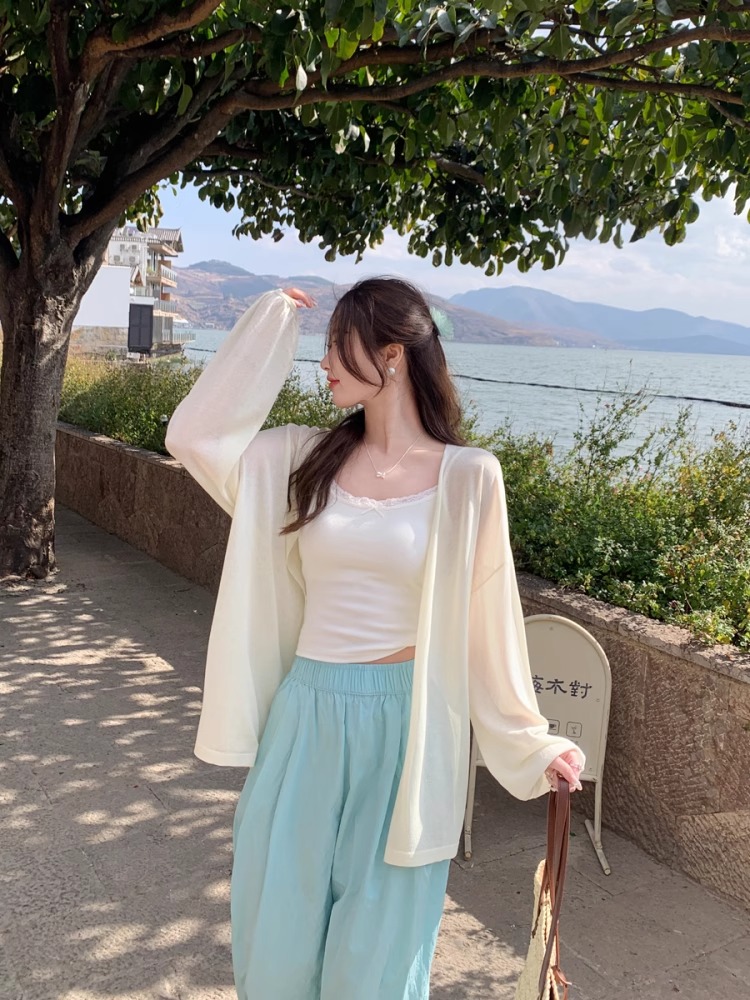 防曬開衫女薄款2026新款夏季吊帶外搭罩衫夏日輕薄外套上衣
