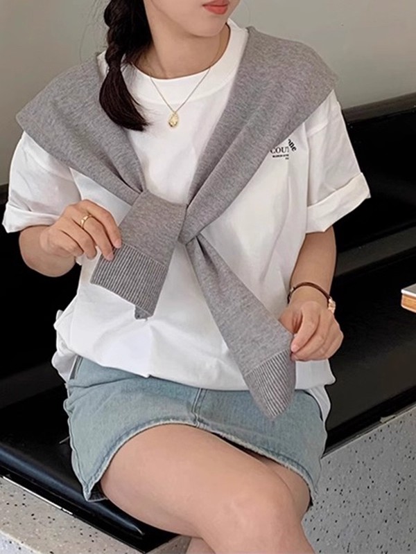 2026韓版空調房小披肩外搭網紅襯衫春秋針織毛線配裙子圍巾女