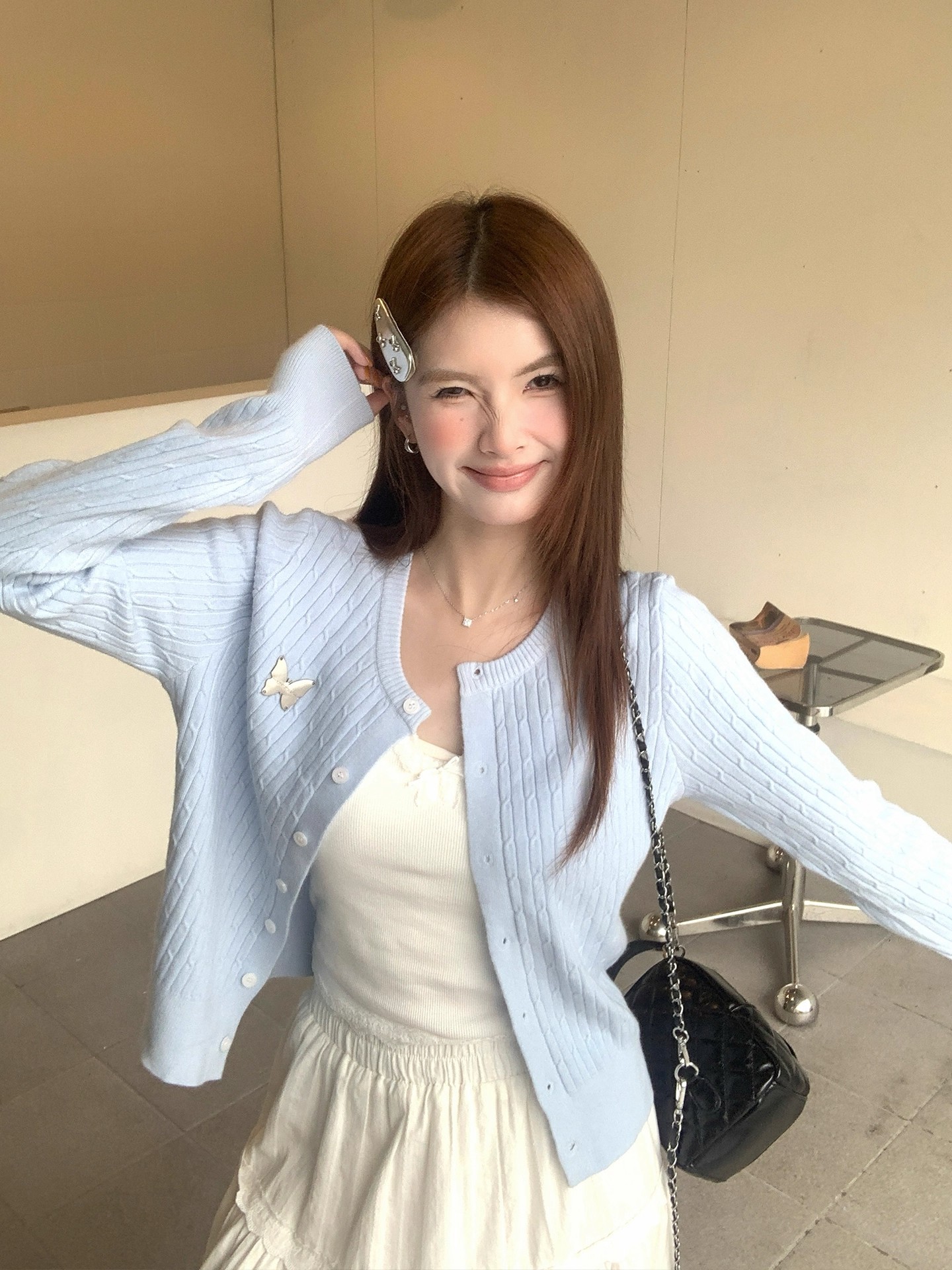 紅色針織開衫外套女2026新款韓系早秋穿搭毛衣蝴蝶結上衣