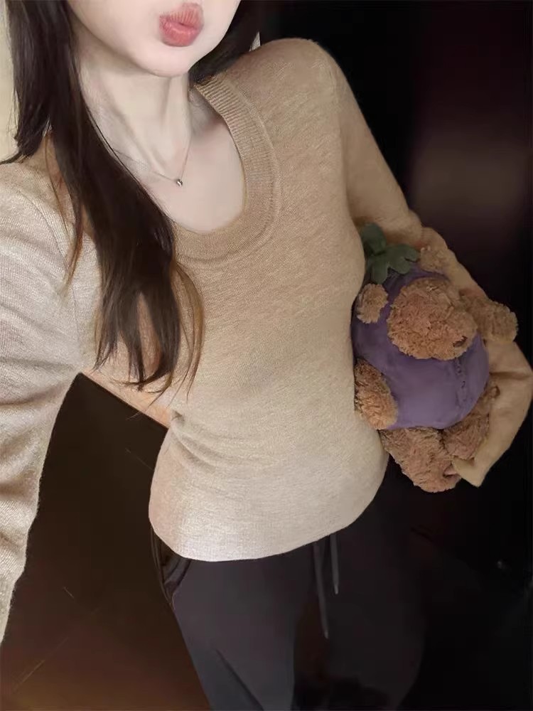 MY16301# 加厚保暖一体绒针织衫修身显瘦长袖打底上衣女裝貨源服裝批發