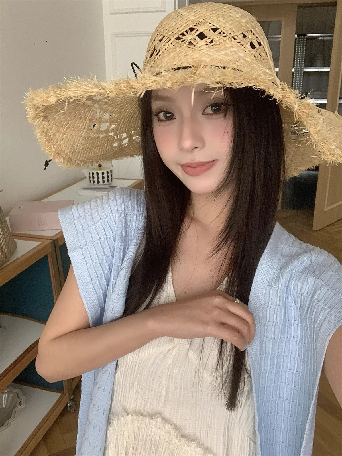 經典絞花針織保暖外搭披肩女疊搭時髦純色毛線打結坎肩春夏空調房