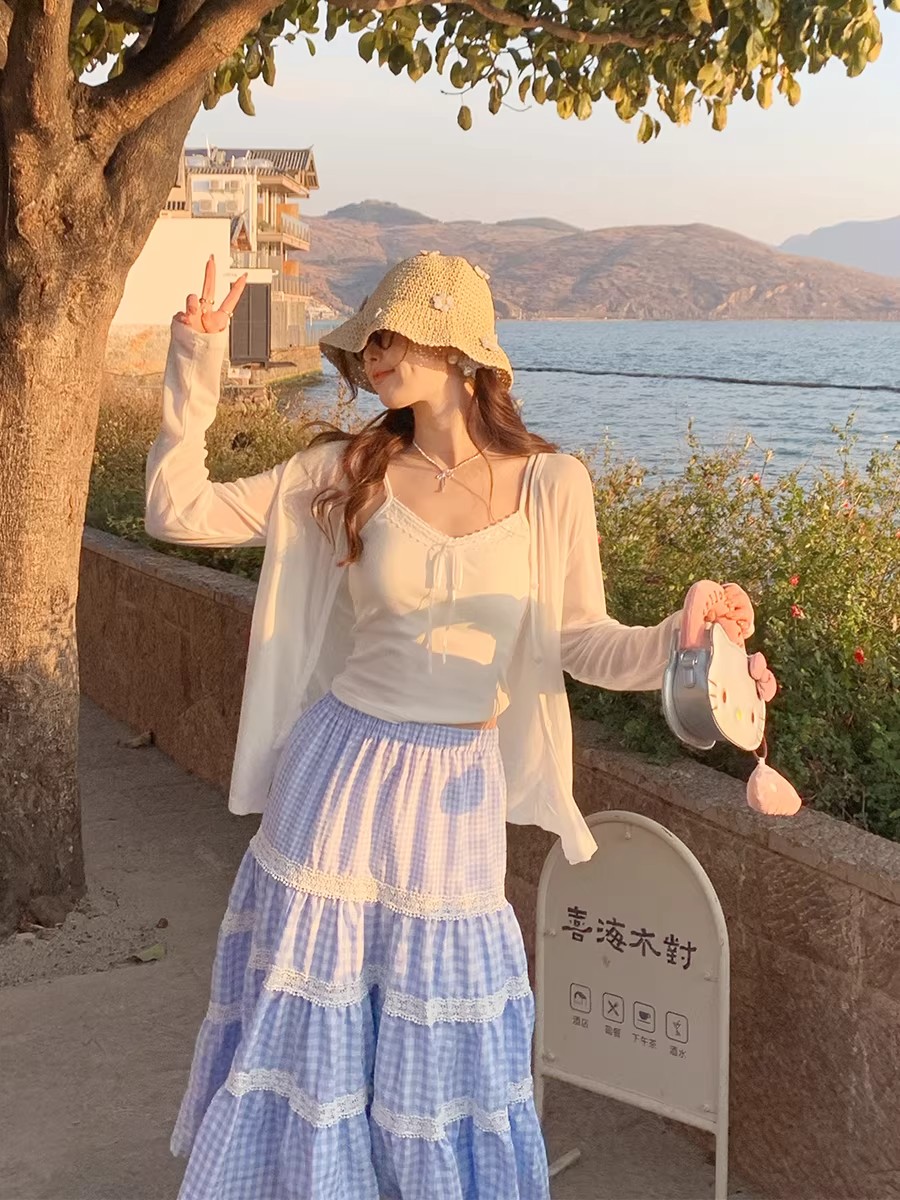 防曬開衫配吊帶女夏季萊賽爾薄款外搭罩衫針織外套上衣