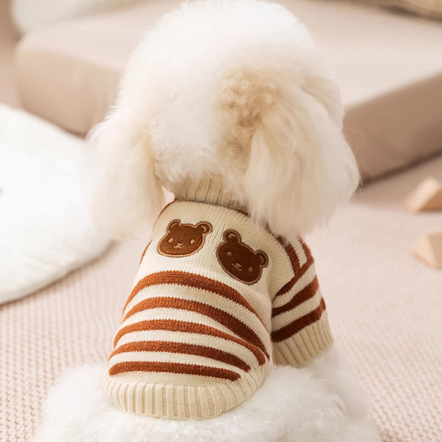 跨境西高地白梗專用衣服雪納瑞狗狗條紋兩腳四季毛衣小型犬