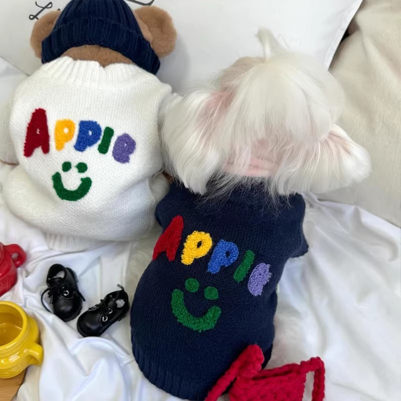 跨境寵物Apple套頭毛衣秋冬季泰迪比熊小型犬貓咪狗狗衣服春秋款