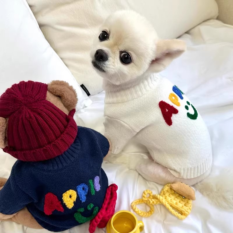 跨境寵物Apple套頭毛衣秋冬季泰迪比熊小型犬貓咪狗狗衣服春秋款