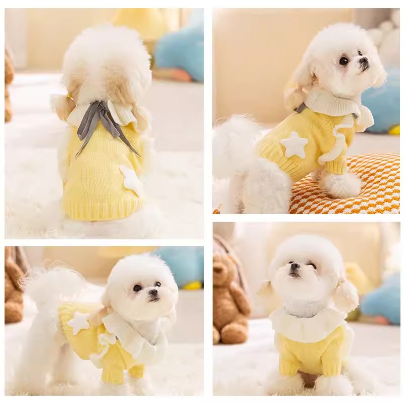 跨境小狗狗衣服寵物春泰迪比熊雪納瑞小型幼犬可愛公主小裙子毛衣