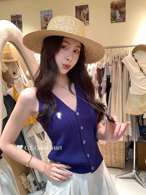 2026夏季新款夏日法式老錢風氣質休閑經典馬標針織背心辣妹上衣潮
