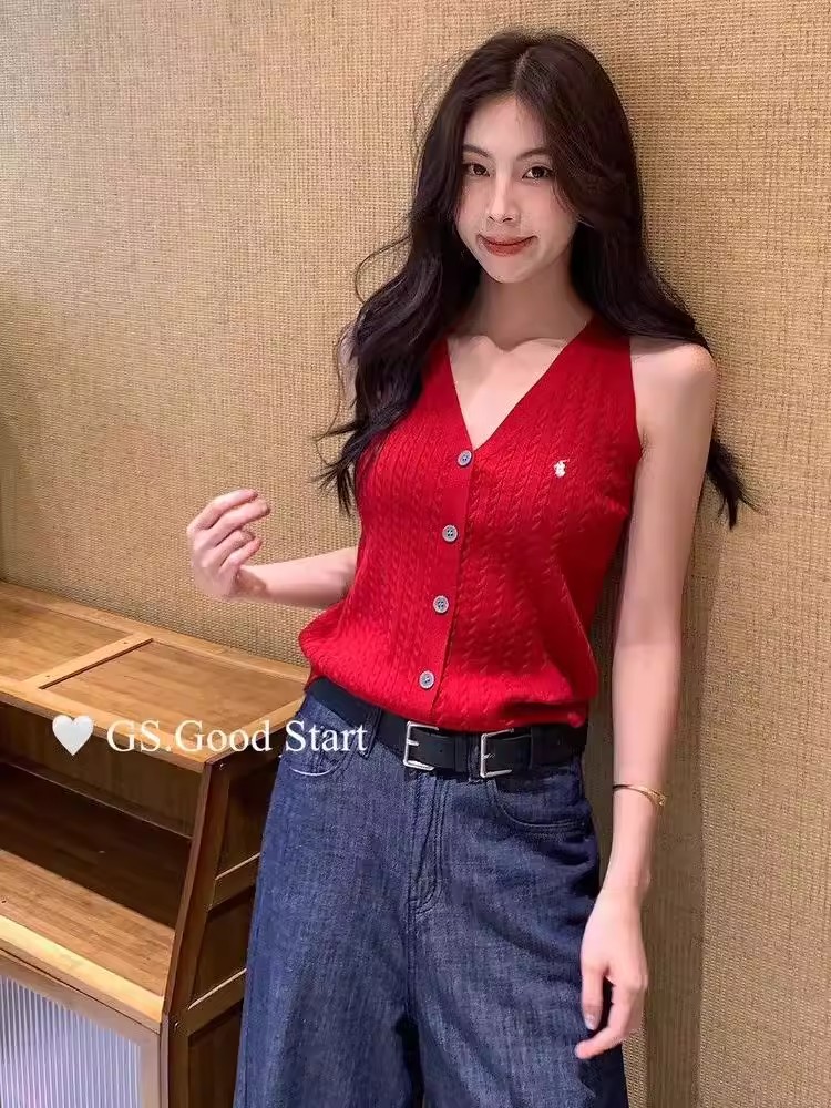 2026夏季新款夏日法式老錢風氣質休閑經典馬標針織背心辣妹上衣潮