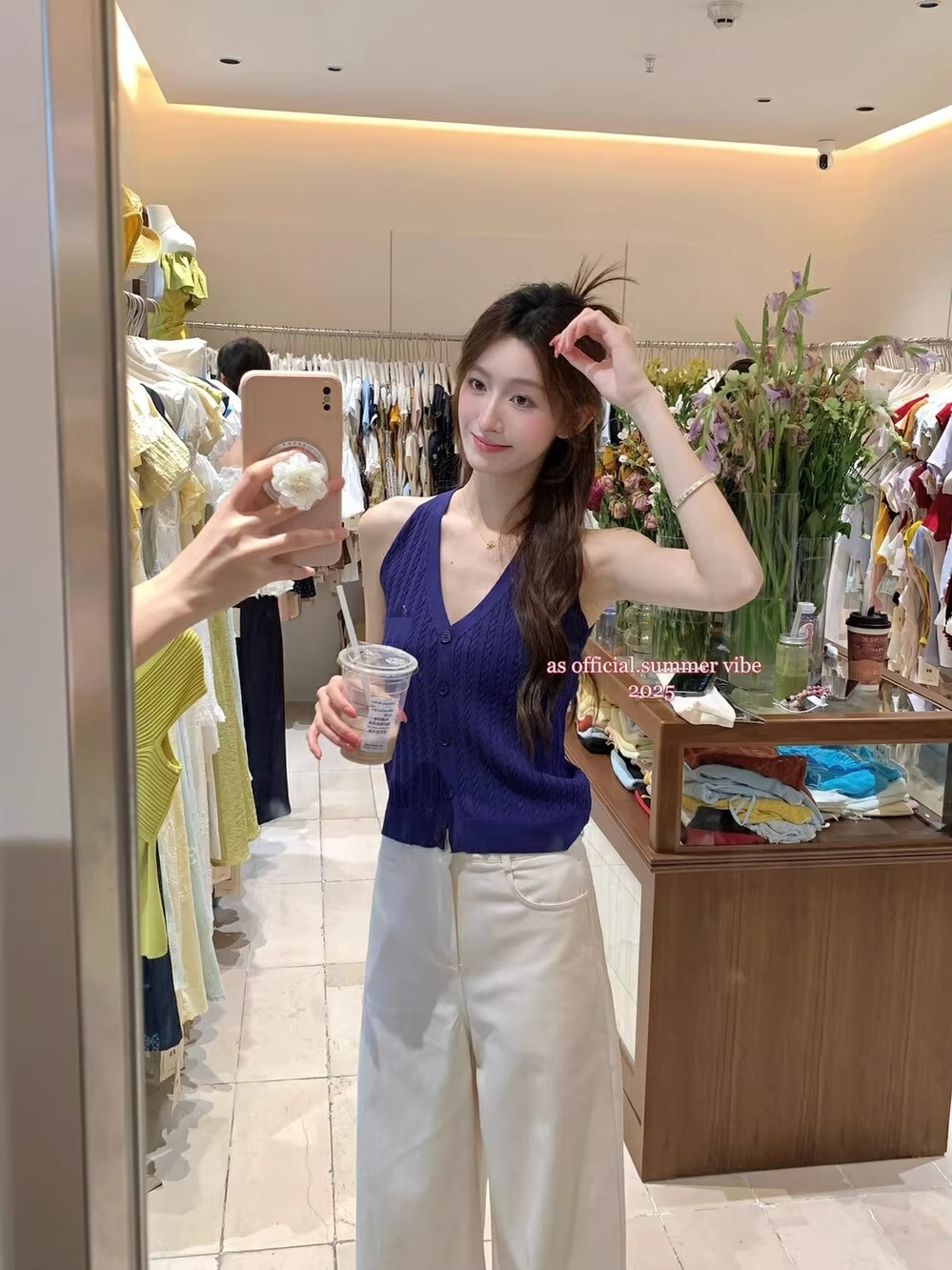 經典刺繡小馬麻花條針織背心女2026夏季休閑單排扣短款上衣