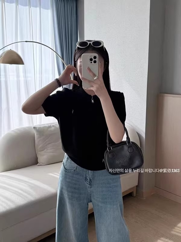 半拉鏈針織衫女短袖2026春夏時尚洋氣時髦正肩刺繡polo衫寬松上衣